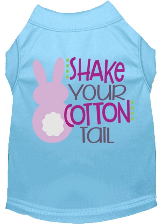 Shake Your Cotton Tail Screen Print Dog Shirt Baby Blue XS